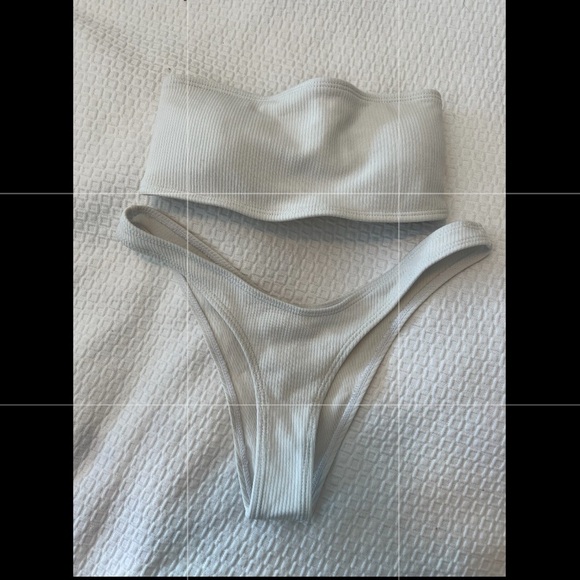 ZAFUL Women's White Bandeau Bikini Set High Cut Strapless Sexy Bathing Suit - Picture 1 of 11